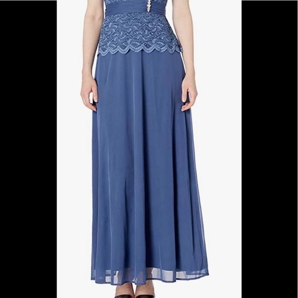 Onyx Nite Blue Lace Gown Size 12 NWT - Picture 4 of 8
